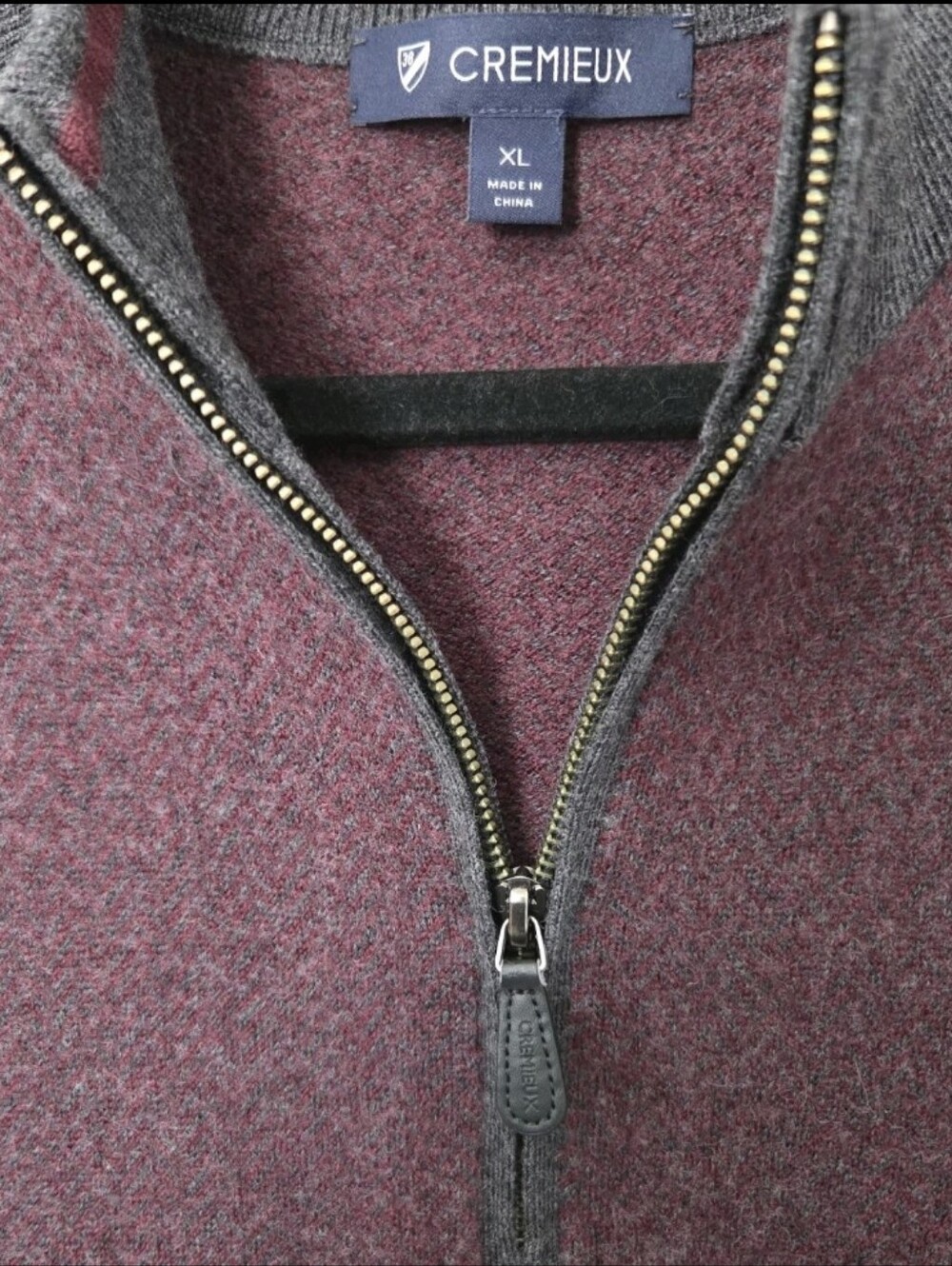 Cremieux Men's 100% Merino Wool Half Zip Burgundy Sweater. Sz XL Quiet Luxury - Picture 4 of 10